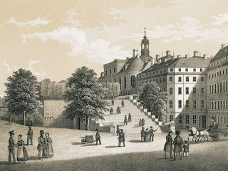 Historický pohled na Brühlovo zahradní schodiště